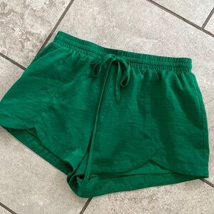 Green Elastic Waist Shorts